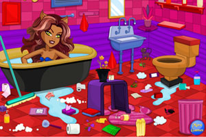 《小狼女打扫洗手间》游戏画面1