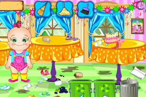 《玫瑰宝宝打扫餐厅》游戏画面1